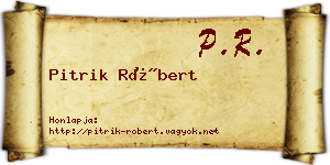 Pitrik Róbert névjegykártya